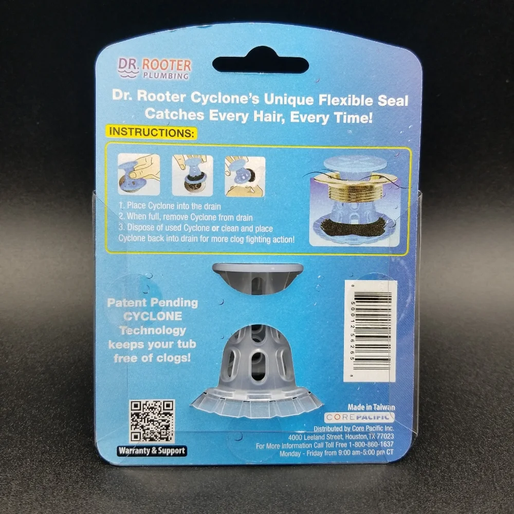 Dr. Rooter HAIR CYCLONE Drain Hair & Clogs STOPPER for Shower & Bath Tub Drains